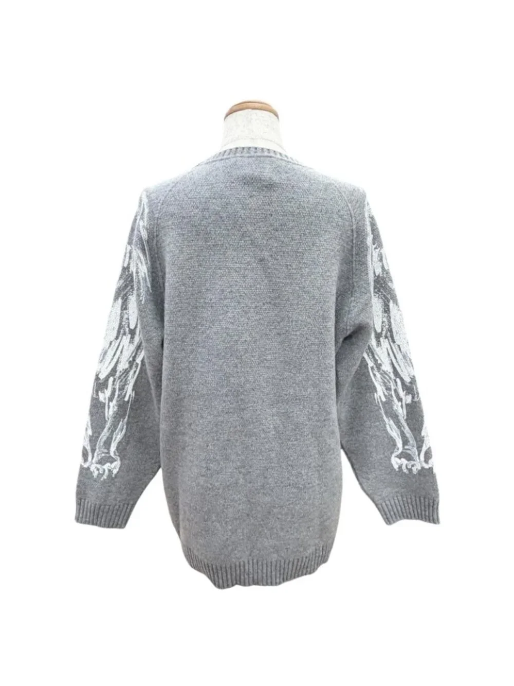 Chanel Cashmere Lion Crew Neck Long Sleeve Knit Sweater Gray 38
